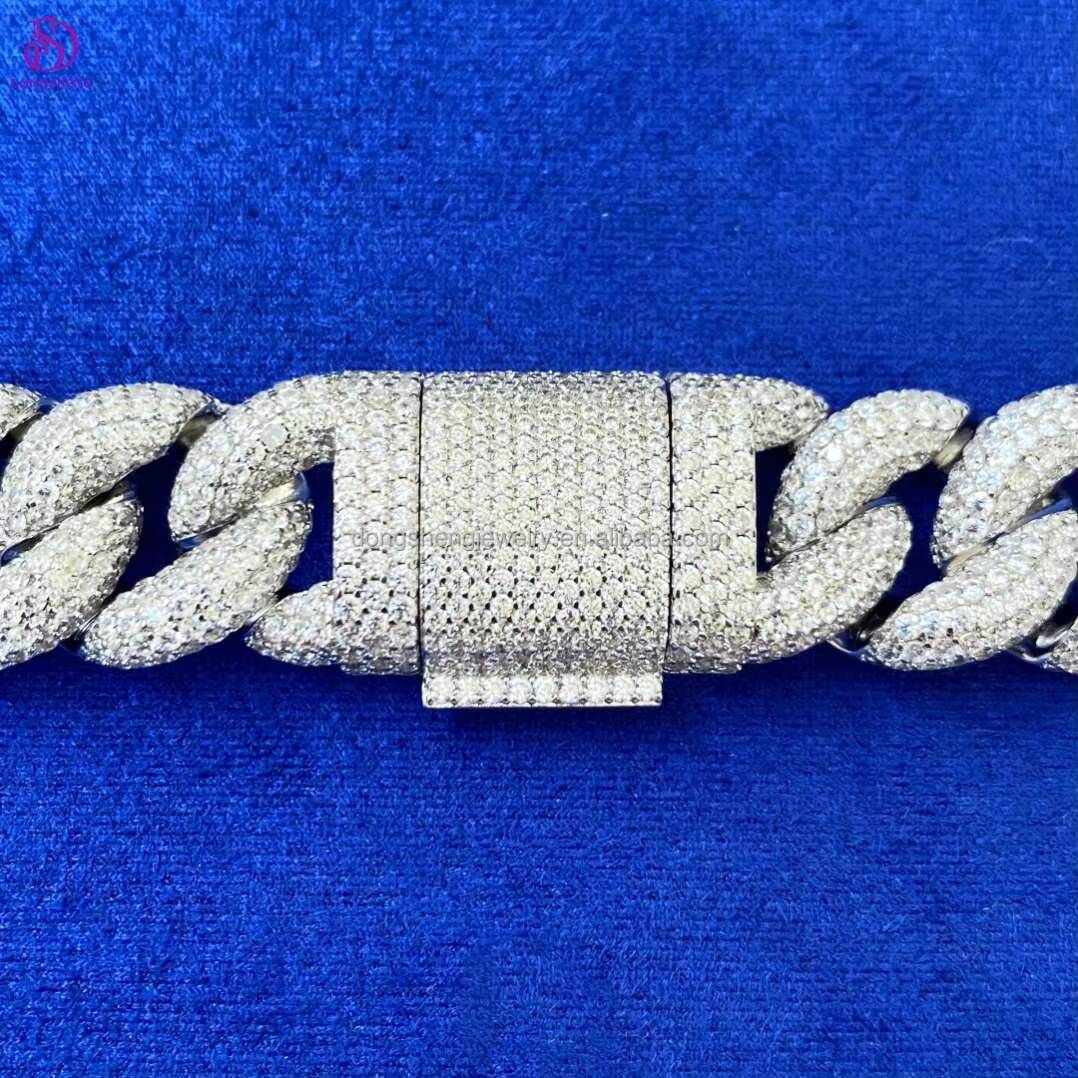 Moissanite Prong Cuban Chain Various Specifications Good Price Black Necklace Customize 925 Silver Moissanite Jewelry 1pcs 2-2