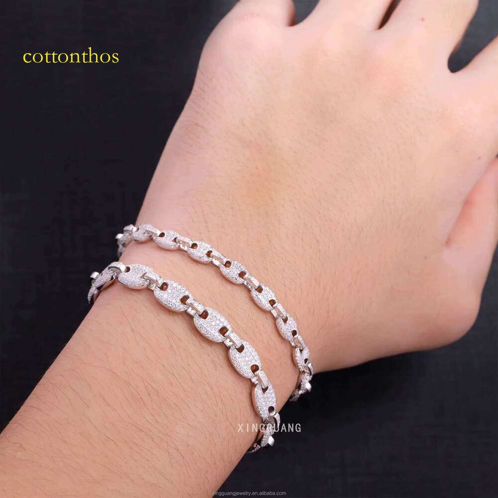 Hip Hop 6mm 8mm Wide S Sier Gold Plated VVS Moissanite Dia Bracelet with GRA Certificate