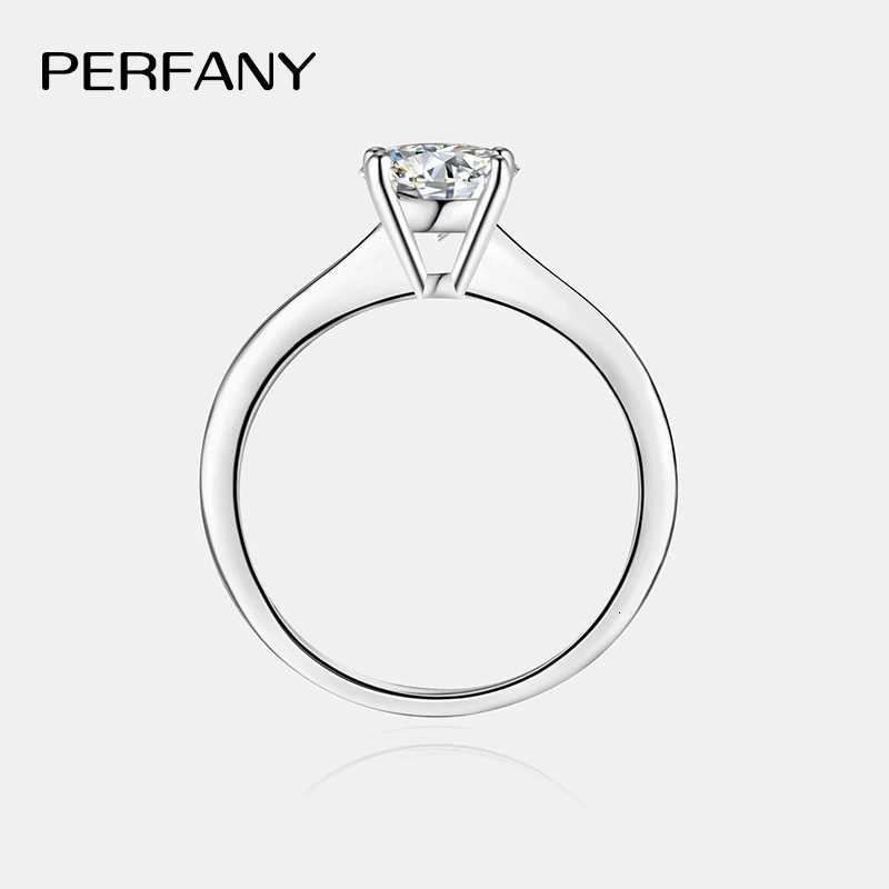 PERFANY 0.5/1/2CT Moissanite Female Engagement Ring S925 Pure Silver Classic Four Claw GRA Certified Diamond Wedding Jewelry W250417