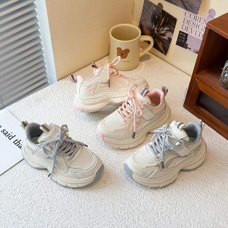 Girls shoes childrens dad womens summer mesh breathable thick sole height increasing casual sports shoes 250725