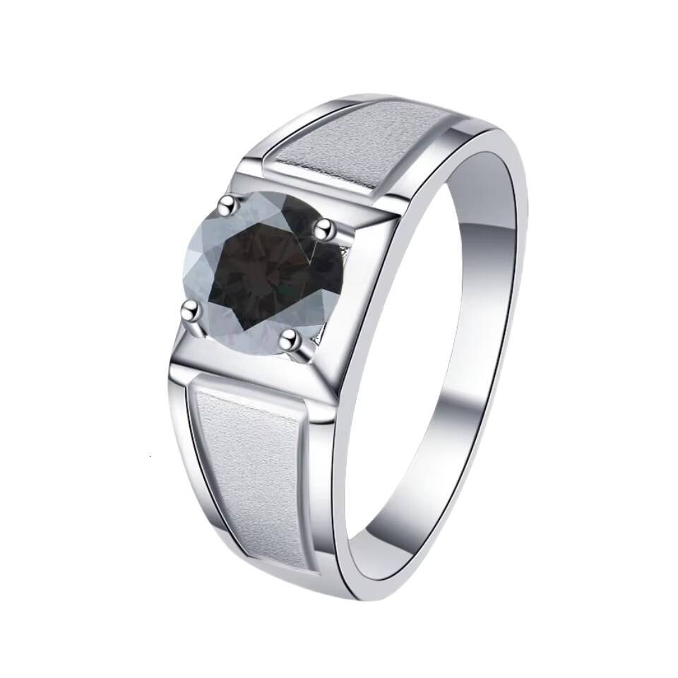 Colorful Moissanite s Diamond Ring Classic and Fashionable Matte Solid Texture S925 Sterling Silver Ring Trendy