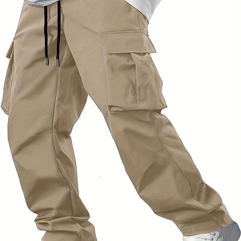 2024 Summer Mens Work Pants European and American Independent Station Drawstring Multi Pocket Casual 250717