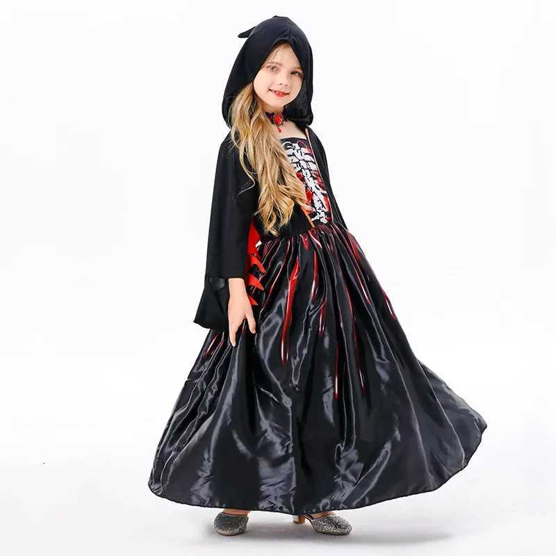 Sydanne New Girls Witch Dress Cosplay Costume Black Horror Par Kids Hooded Dress Skirt Halloween Costume Z250725