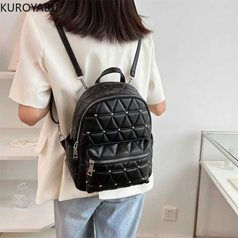 Fi Wen Y2k Backpacks PU Leather School Bags for Teenagers Girls Backpack Travel Bags Harajuku Black Womens Backpack Y250724