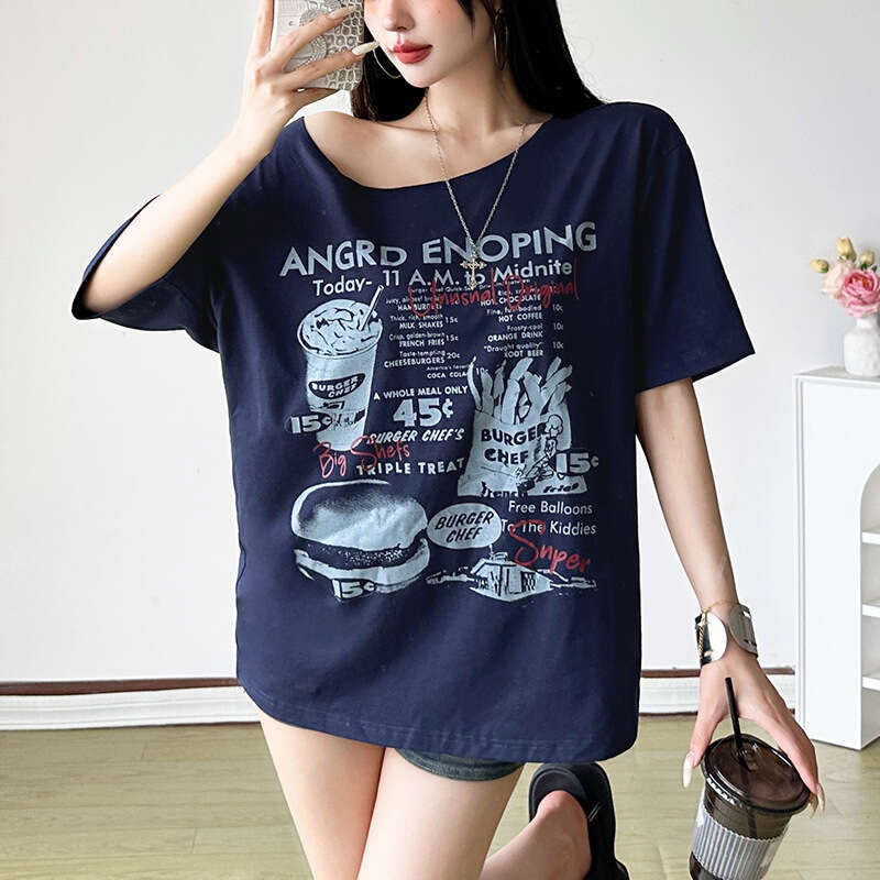 Women's Clothing 2025 Summer New Street Fashion Printed Loose Short Sleeve Round Neck T-Shirt for Women 4f1