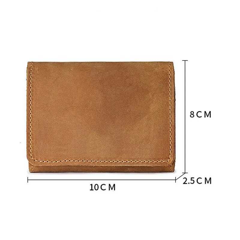 Vintage Crazy Horse Leather Holder Wallet Mens Real Cowhide Slim ID VIP Business Cards Small Change Coins Purses Z250725