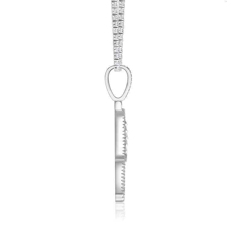 Iced Out Moissanite Pendant Hamsa Hand Necklace S925 Silver with 18K Gold Plating Emerald Cut Hip Hop Jewelry for Rappers Chain