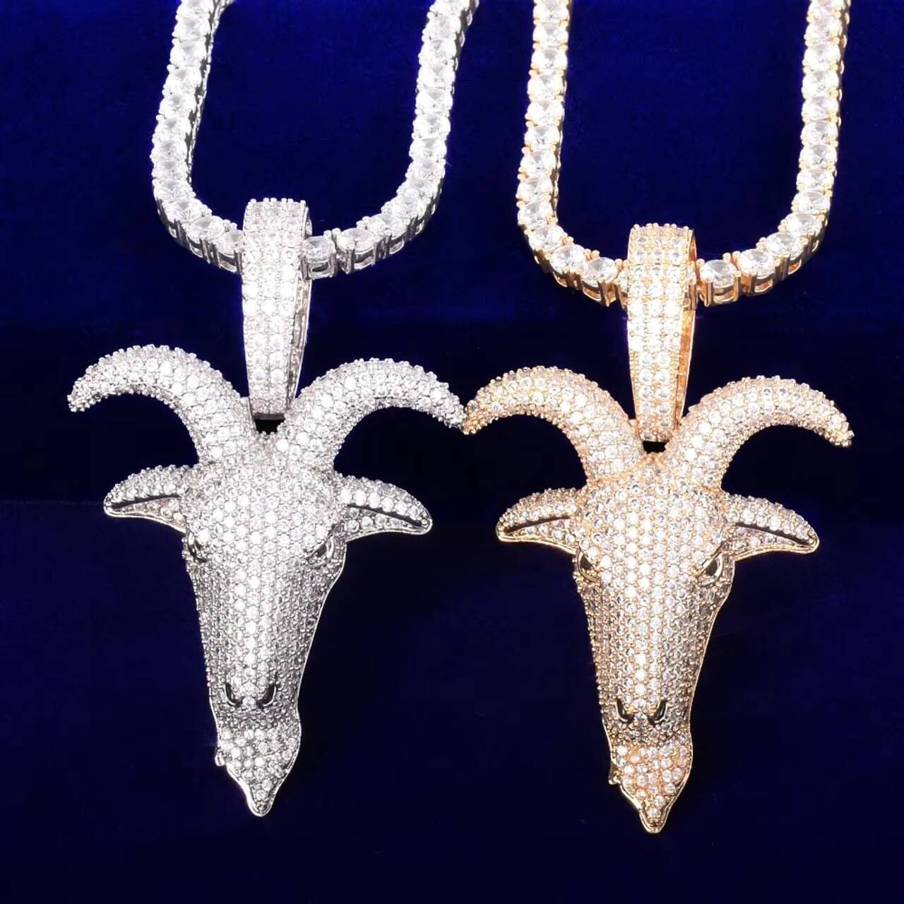 New Trendy Mens Hip Hop Goat Head Pendant VVS Diamond Moissanite Jewelry with Baphomet Design