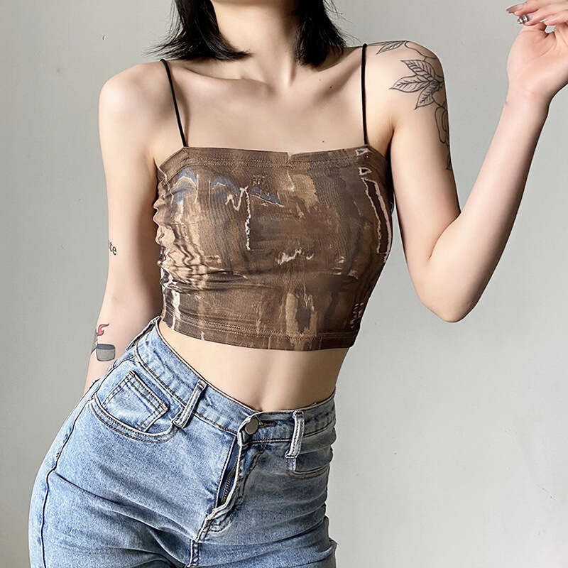 2022 Spring New Women's Fashion Solid Color Slim Street Style Sexy Backless Camisole Top edf
