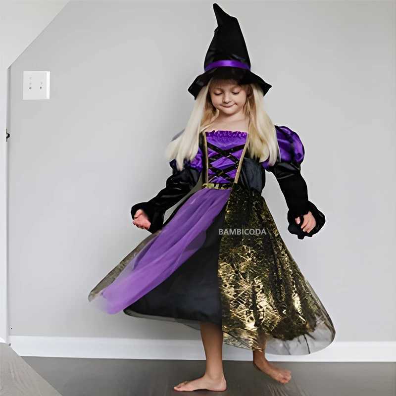 Halloween Girls Witch Par Dress Gothic Ghost Costume Gown Robe Tutu Dress Witch Hat for Purim Carnival Par Z250725