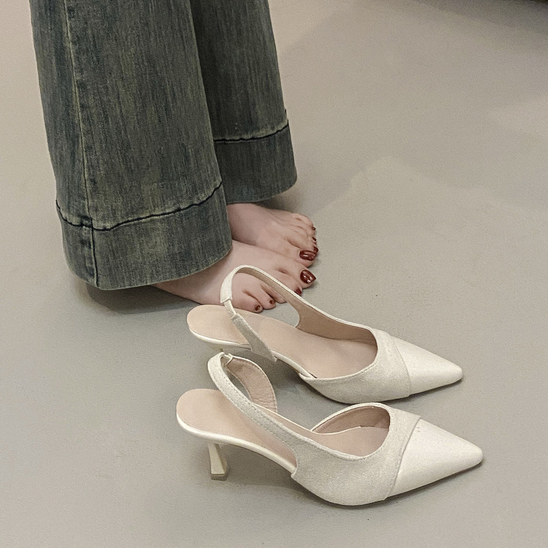 Ddmysports French Style Niche Pointed Toe Sandals Fairy Spring Summer New Evening Shallow Mouth Dress Shoes Outdoor Shoes