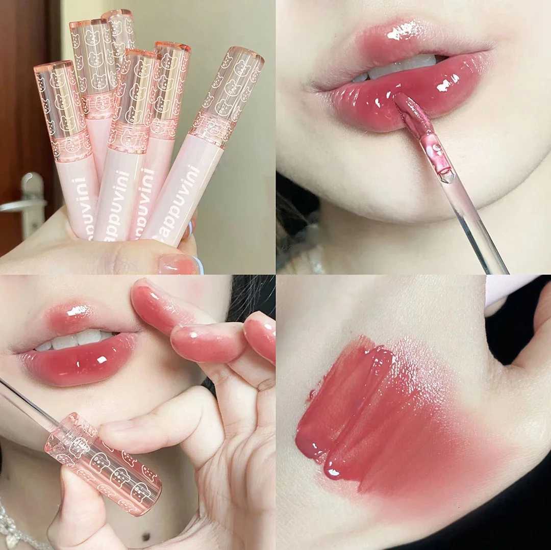 Cherry Pink Mirror Water Lip Gloss Lip Glaze Transparent Glass Lip Oil Waterproof Liquid Lipstick Nude Brown Clear Tint MakeupXJ250724