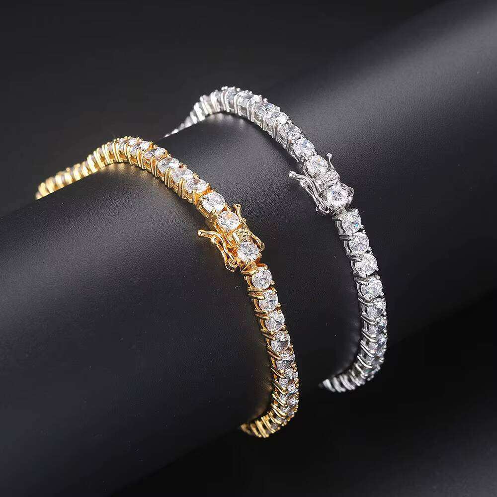 5mm 6.5mm Dia Sier Gold Plated VVS Moissanite Tennis Chain Fine Jewelry Bracelet for Men Women