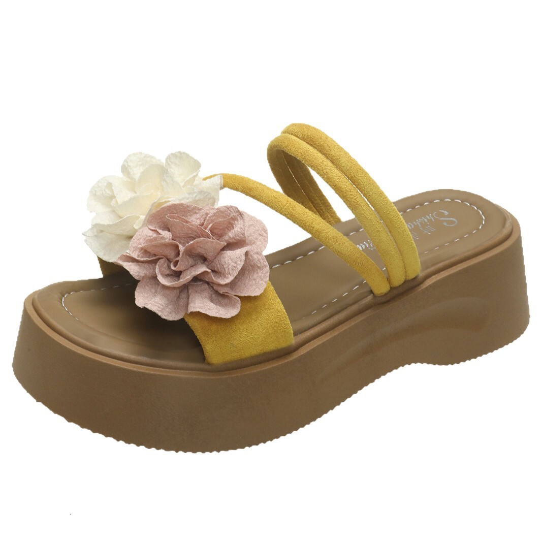 Ddmysports Trendy Thick Soled Platform Summer New Korean Fashion Mesh Pleated Petite High Heeled Sandals For Women Outdoor Shoes