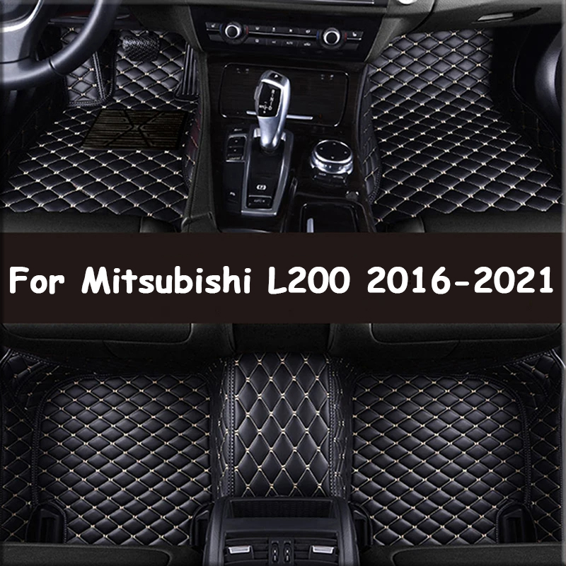 Custom Made Leather Car Floor Mats For Mitsubishi L200 Triton 2016 2017 2018 2019 2020 2021 Carpets Rugs Foot Pads Accessories
