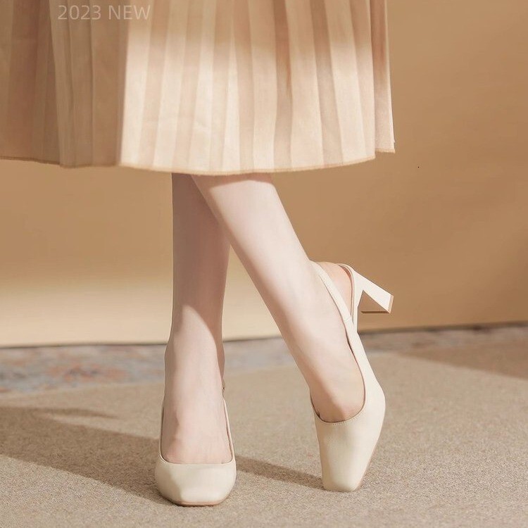 Ddmysports Versatile Closed Toe Sandals For Women New Summer Single Shoes Evening Gentle Style French Square High Heels Outdoor Shoes