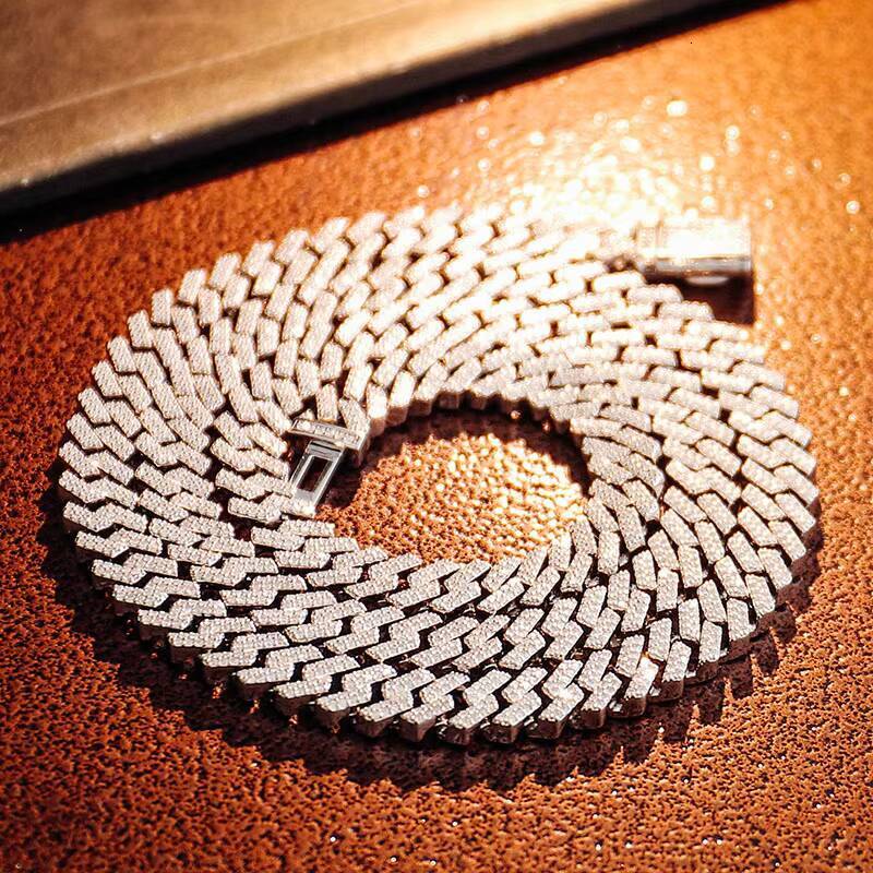 Miami Cuban Link Chain VVS D Color 10mm Silver Gold Plated Hip Hop Moissanite Cuban Chain for Men Women