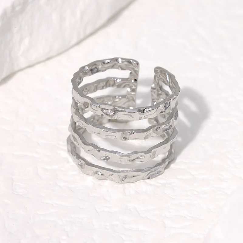 20 pieces/batch of stainless steel gold silver hollow geometric adjustable rings suitable for wholesale of womens fashion jewelry gifts W250417