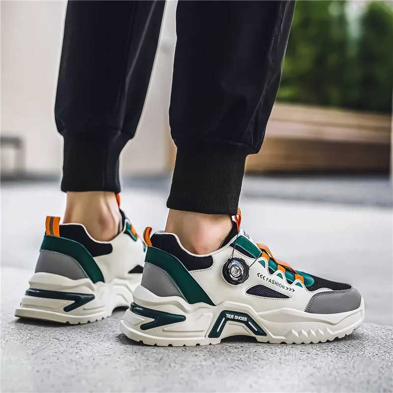 Mens Korean Rotating Buckle Fi Casual Sports Shoes Four Seas Soft Soled N Slip Outdoor Running Shoes Student Sneakers XJ250725