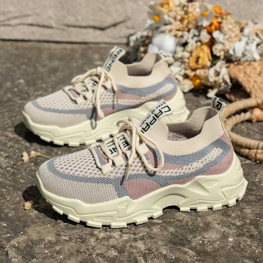 New Fly Woven Mesh Casual Breathable Sneakers Korean Style Thick-Soled Daddy Shoes Mesh Red Shoes Light Running Shoes XJ250725