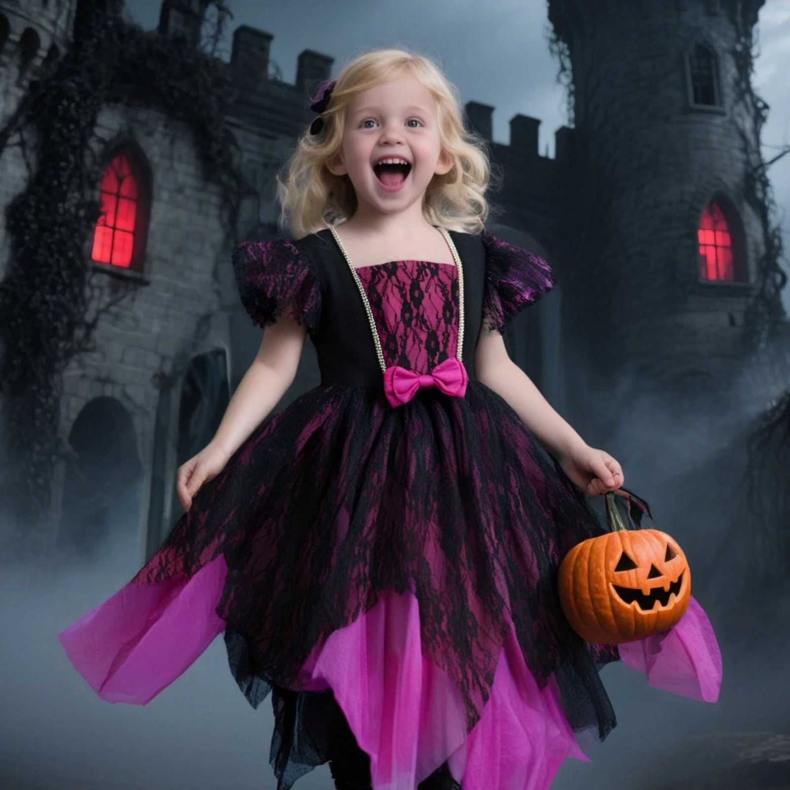 Girls Cosplay Vampire Halloween Dress For Kid Ghost Bride Gothic Costume Count Vampiran Carnival Outfit Black PURPLE Clothes Bag Z250725