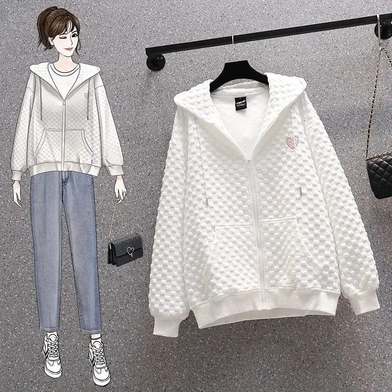 Slim Fit Zipper Cardigan Womens Spring Autumn Thin Loose BF Style Sweatshirt Jacket Casual Comfortable Polyester Fiber 250725