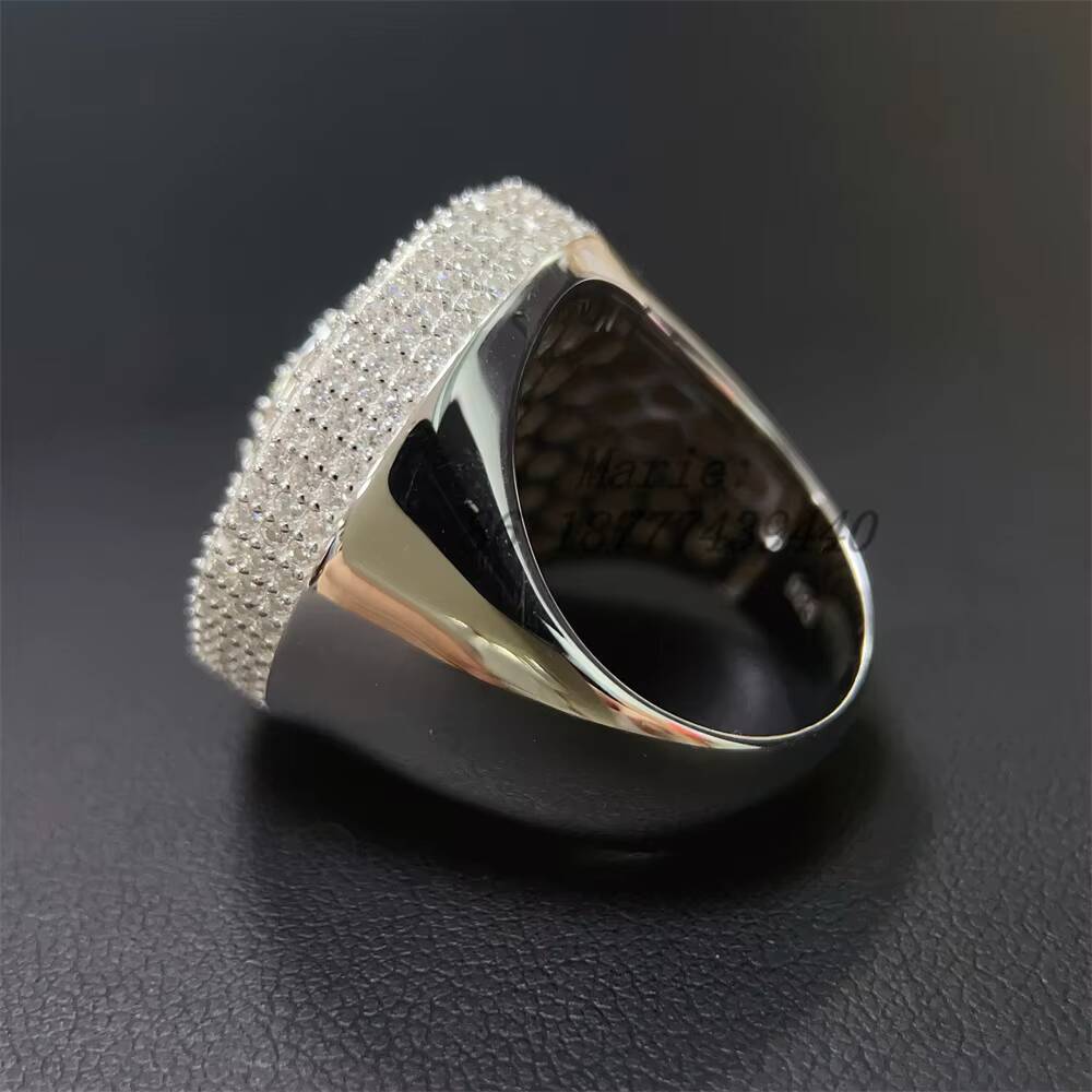 S925 With Vvs Moissanite Diamond Custom Moissanite Ring for Man Hip Hop Jewelry Vvs Moissanite Hip Hop Ring