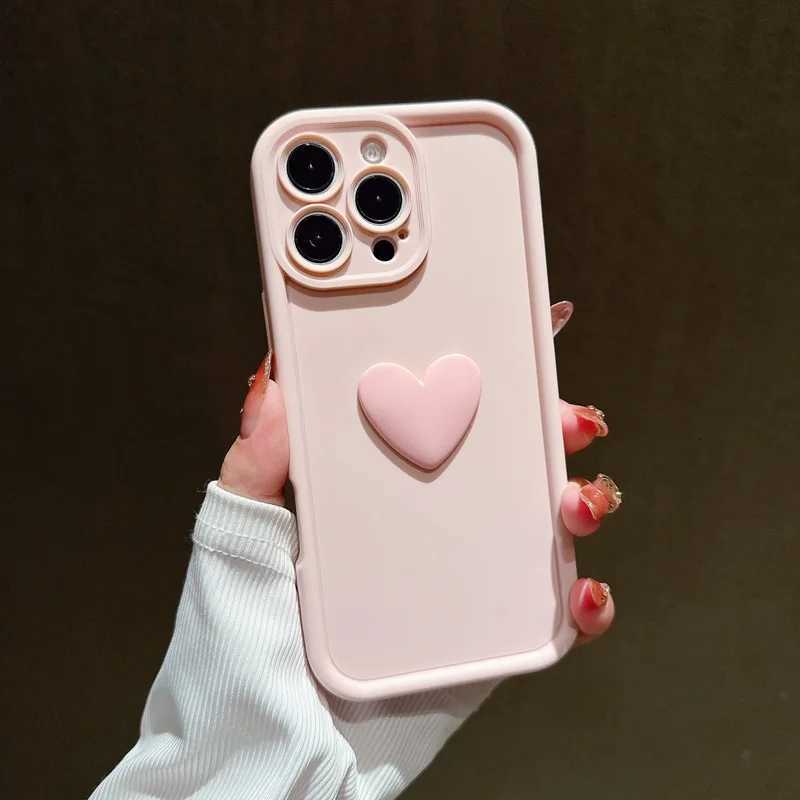 3D Pink Love Heart Silicone Soft Phone Case For iPhone 16 15 14 13 12 11 Pro Max XS XR X 7 8 Plus SE With Lanyard Rope Cover R250724