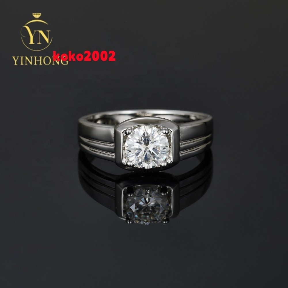 Simple Mens Moissanite S925 Sterling Silver Wholesale price Eternity Mens Rings