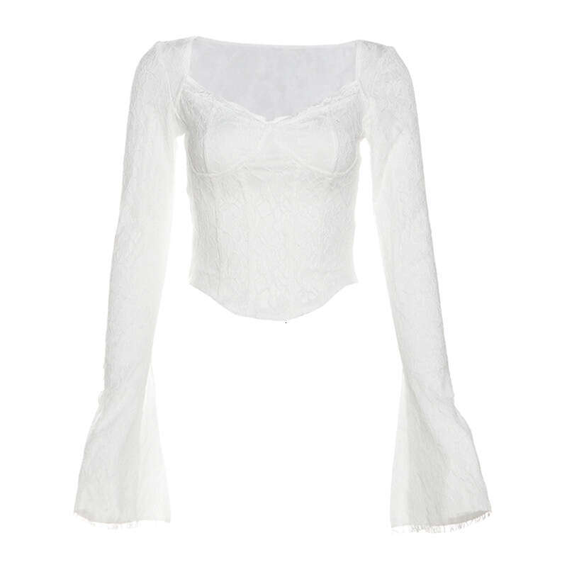 2024 Autumn New Women's Solid Color Slim Fit Street Fashion Square Neck Long Sleeve Top 702