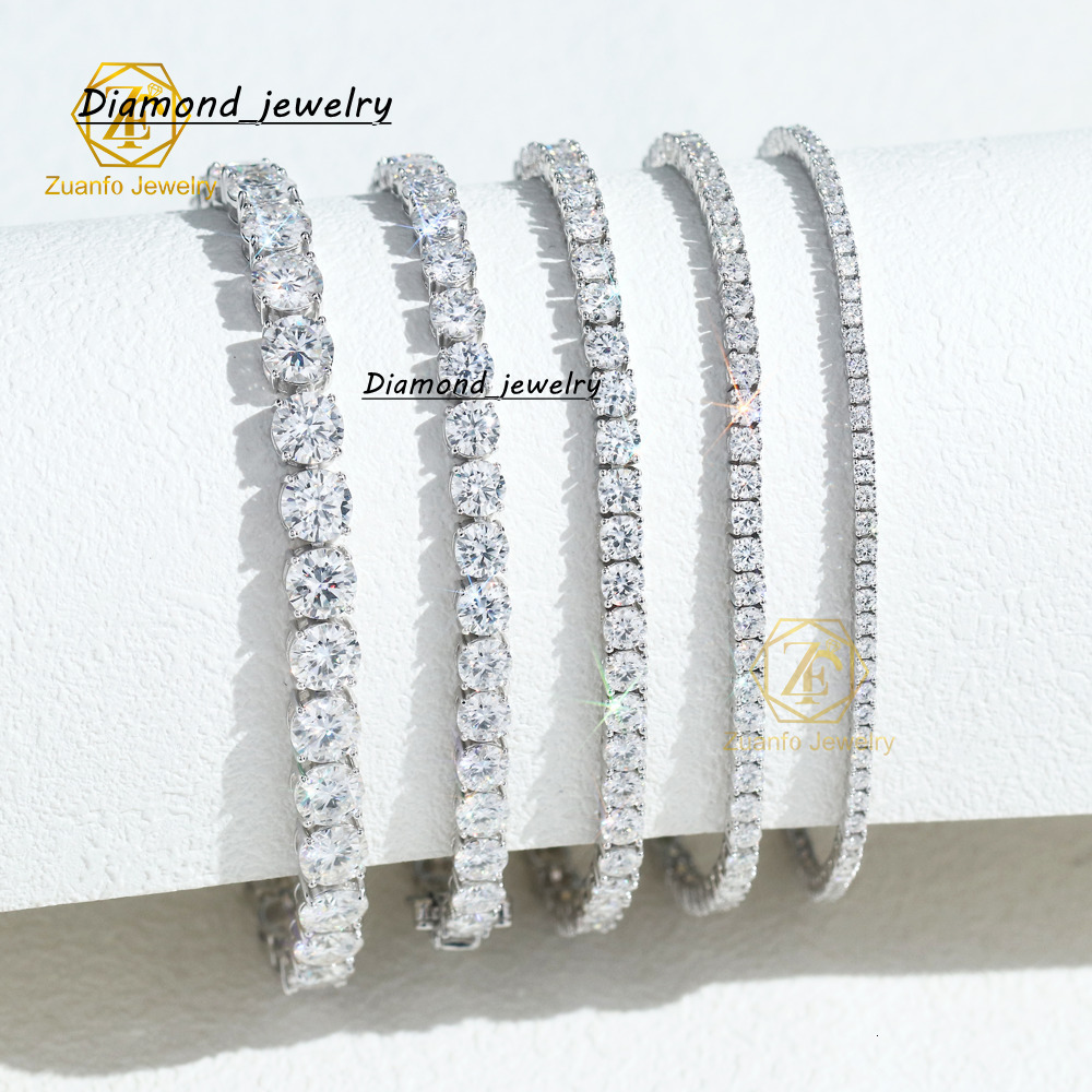 Luxury Moissanite Diamond 2mm-5mm DEF VVS Tennis Chain Bracelet 925 Sterling Silver Trendy for Parties Gift
