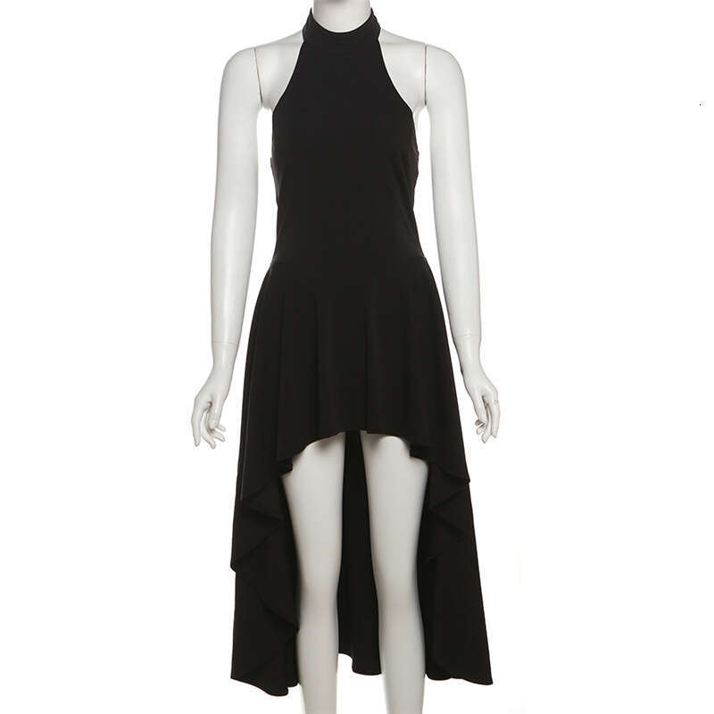 2025 Summer New Fashion Casual Elegant Slim Halter Neck High Waist Sleeveless Backless Dress for Women 88f