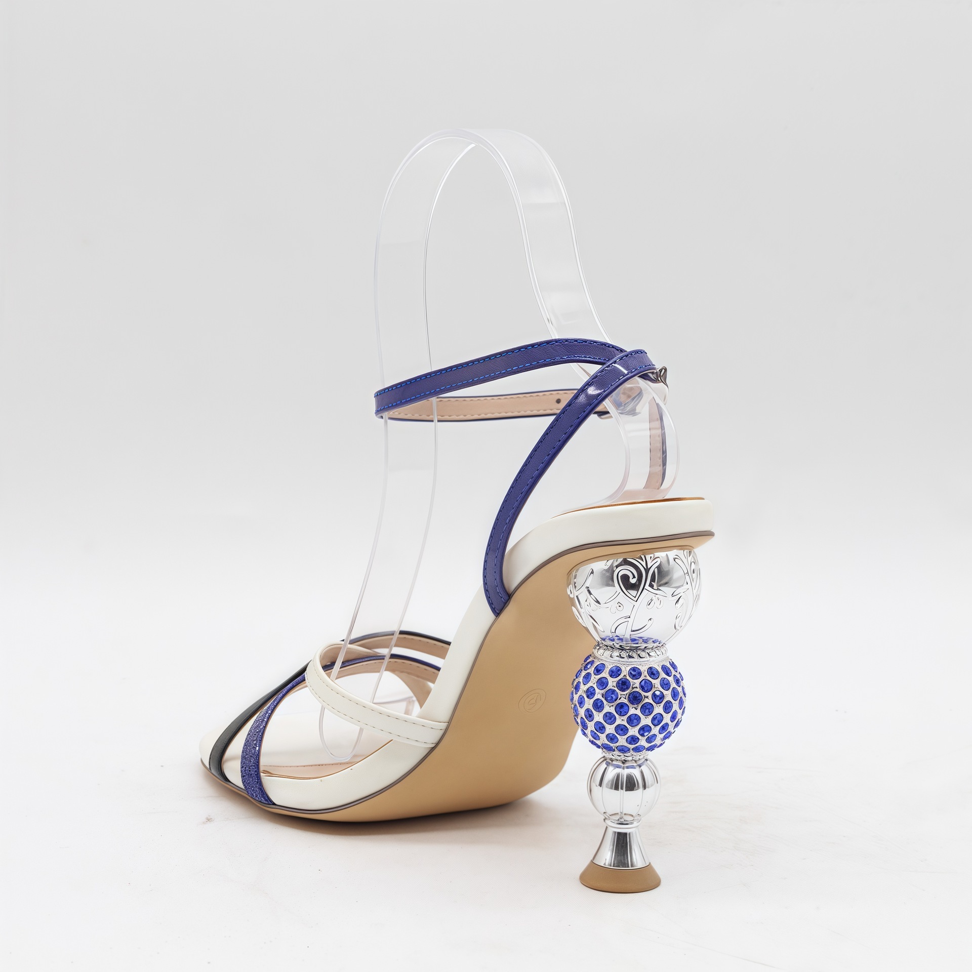 Designer sandals Transparent Irregular Diamond-Studded with Buckle Round Toe High Heel Sandals for Women Summer 2025
