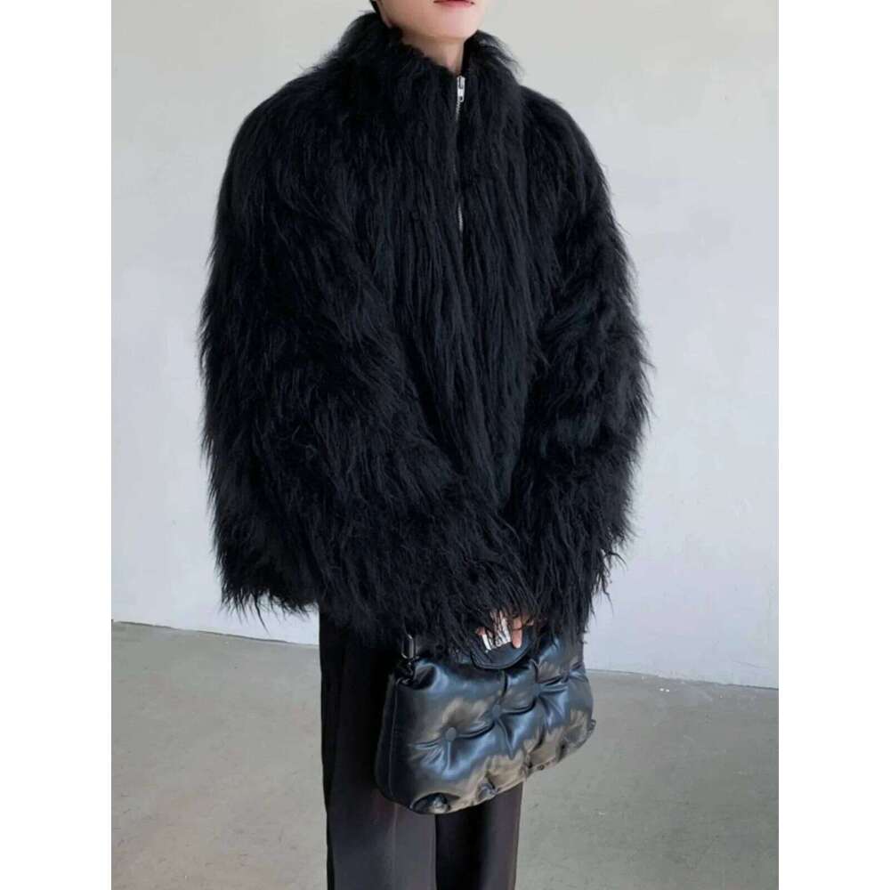 Men's 2025 Winter High-End Stand Collar Long Sleeve Thickened Cotton Jacket Handsome Trendy Environmentally Friendly Fur Clothes