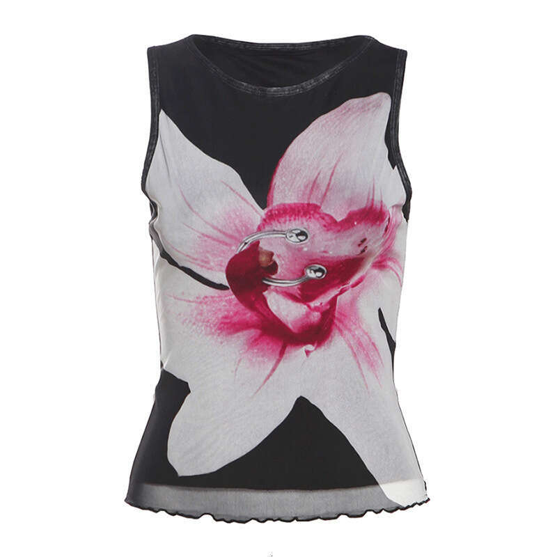 2025 Summer New Niche Design Fashion Printed Slim Sleeveless Top High Waist Slimming Skirt for Women 977