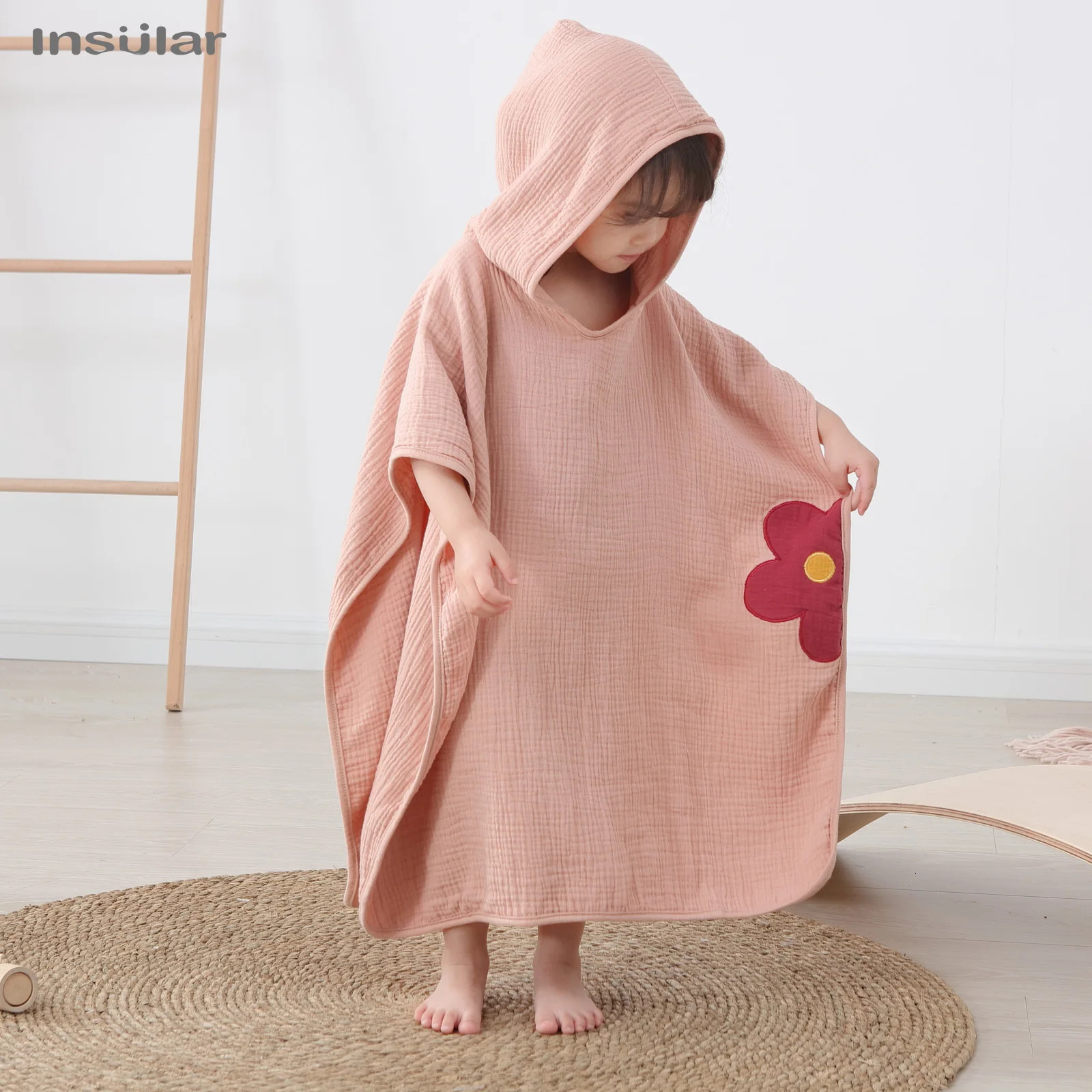 Muslin Baby Hooded Poncho Towel Childrens Bath Soft Kids Beach Bathing Supplies Infant Washcloth 250725