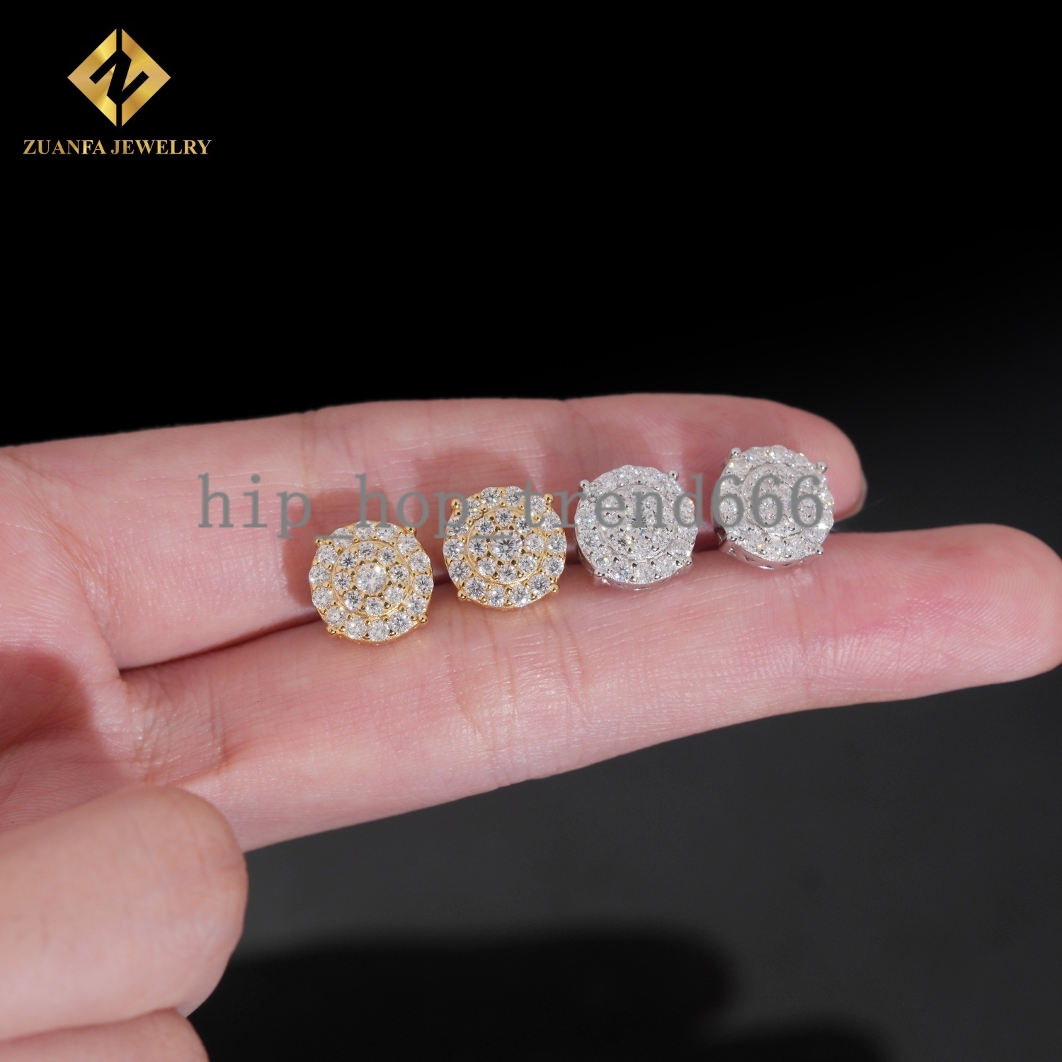 New Arrival 10mm Moissanite Earring Rapper Fashion Diamond Earring Solid 18k Gold 925 Silver VVS Moissanite Iced Out Earrings