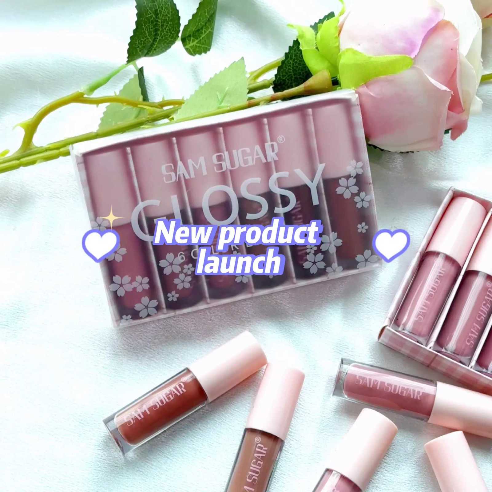 SAM SUGAR 6pcs Color Velvet Touch Lip Gloss SetSilky ExtensionHighly Saturated ColorLong Lasting Lasting Liquid LipsticksXJ250724