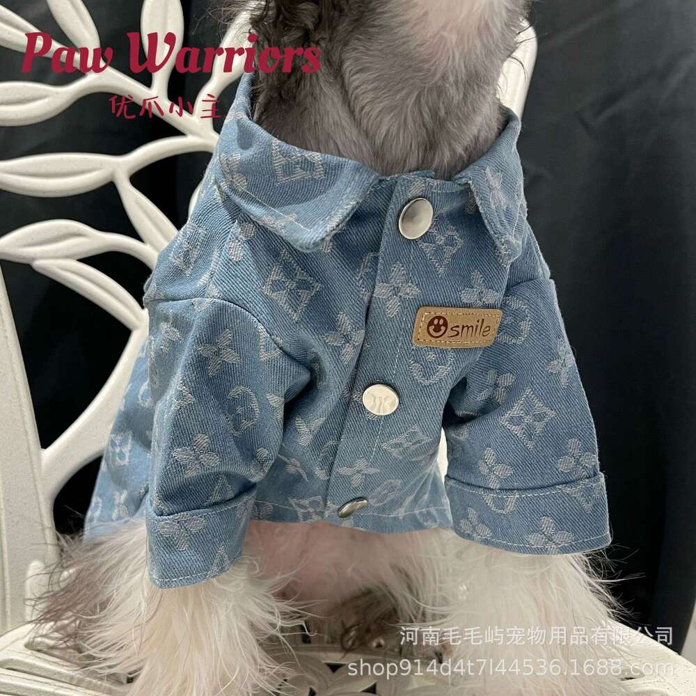 Large Dog Golden Retriever Samoyed Giant Poodle Corgi Denim Shirt Puppy Clothes Trendy Brand Teddy Bichon West Highland White Terrier Cat