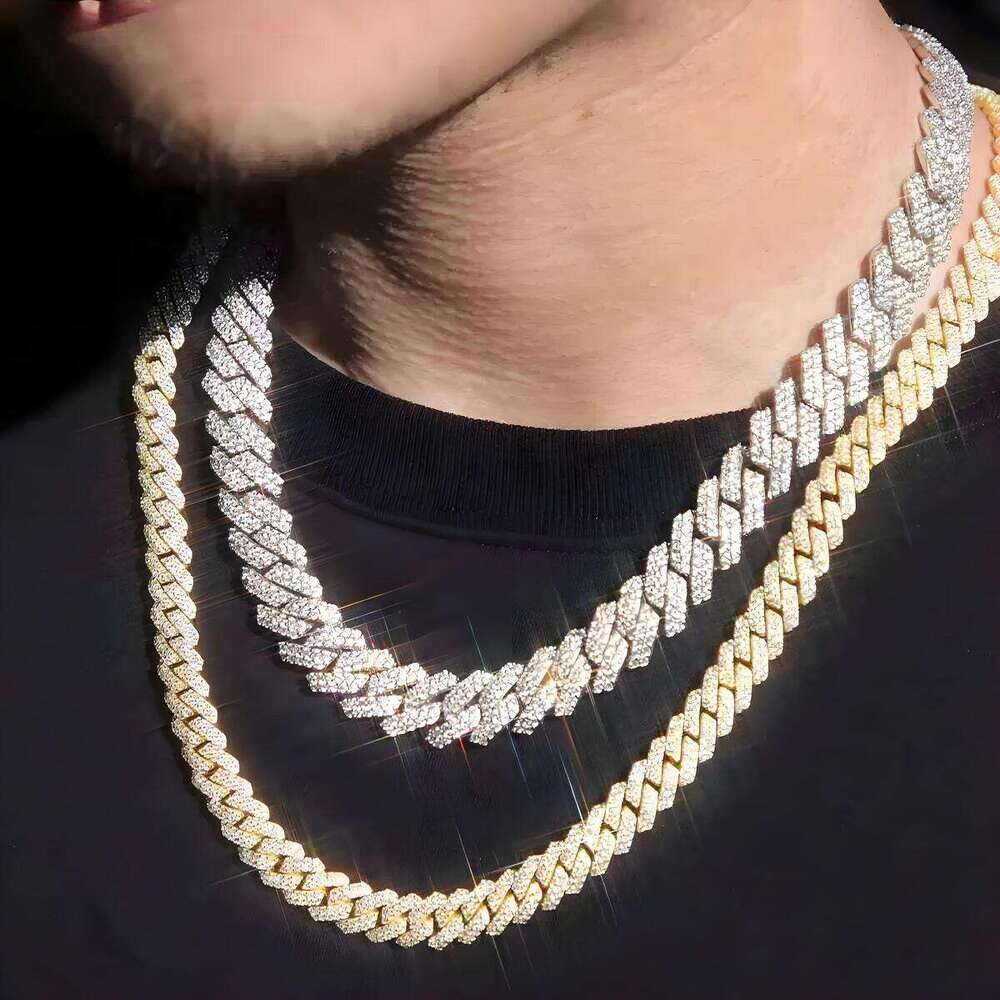 Designer necklace VVS diameter 2 rows 8 10 12 15 mm S Sier GRA Moissanite Necklace Men's Hip Hop Cuban Chain Fashion Jewelry Free shipping