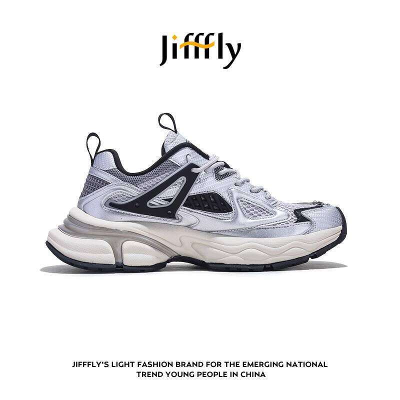 Jiffly Silver Dad Sneakers for Women - Fall/Winter Collection Height-Increasing Casual Shoes