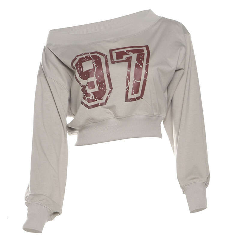 2024 Autumn New Women's Solid Color Slim Fit Crop Top Street Fashion Asymmetrical Neck Long Sleeve Blouse 450