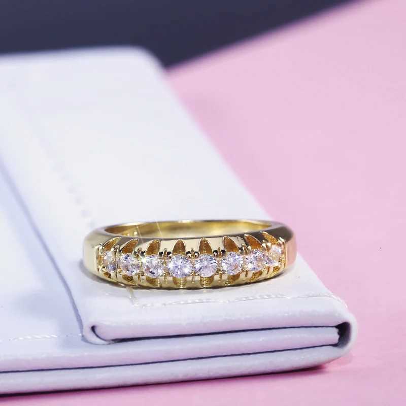 925 sterling silver gold womens engagement ring CZ crystal trend jewelry wholesale W250417