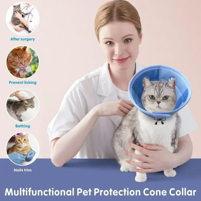 Adjustable Cat Cone Collar Soft Cute Cats Recovery Collar Protective Pet After Surgery Lightweight Elizabethan Collars for Pet 250716