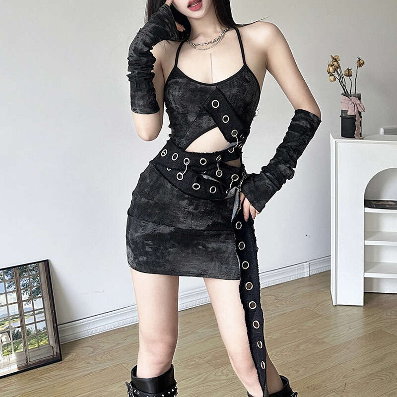 2023 Autumn Winter New Women's Fashion Sexy Strap Hollow Out Bodycon Dress 51d
