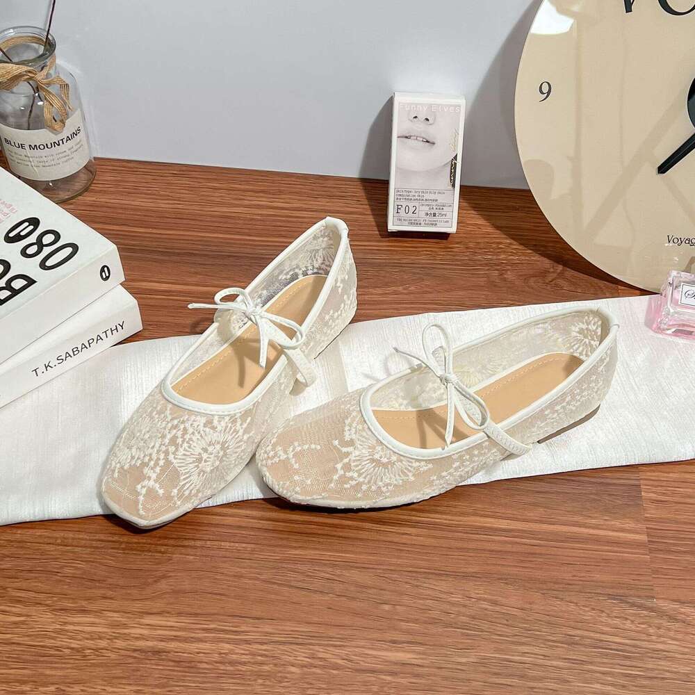 Soft Sole Comfortable Spring Summer Mesh Flat for Women High-End Feel 2025 Ballet Style Breathable Low Heel Casual Shoes