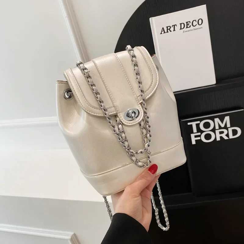 Ladies Wax Leather Chain Shoulder Bag Student Small Fragrance Style Backpack Korean Version Dual-Purpose Bag Y250725