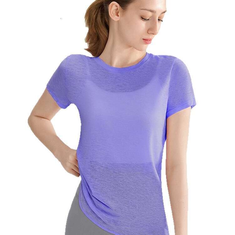 SXZY Bamboo Fiber High-End Hollow Water Drop Backless Outdoor Sports Short Sleeve Top Breathable Fitness Yoga Cover-Up for Women Summer