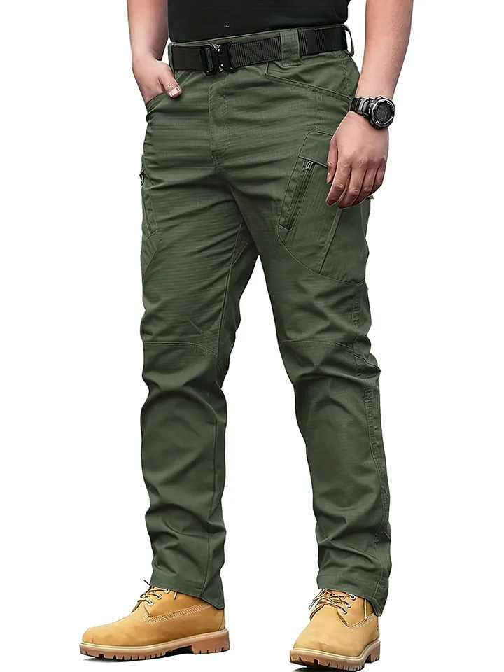 Mens multifunctional pocket tactical pants wearresistant Cargo Pants water repellent suitable for hiking and outdoor work 250717