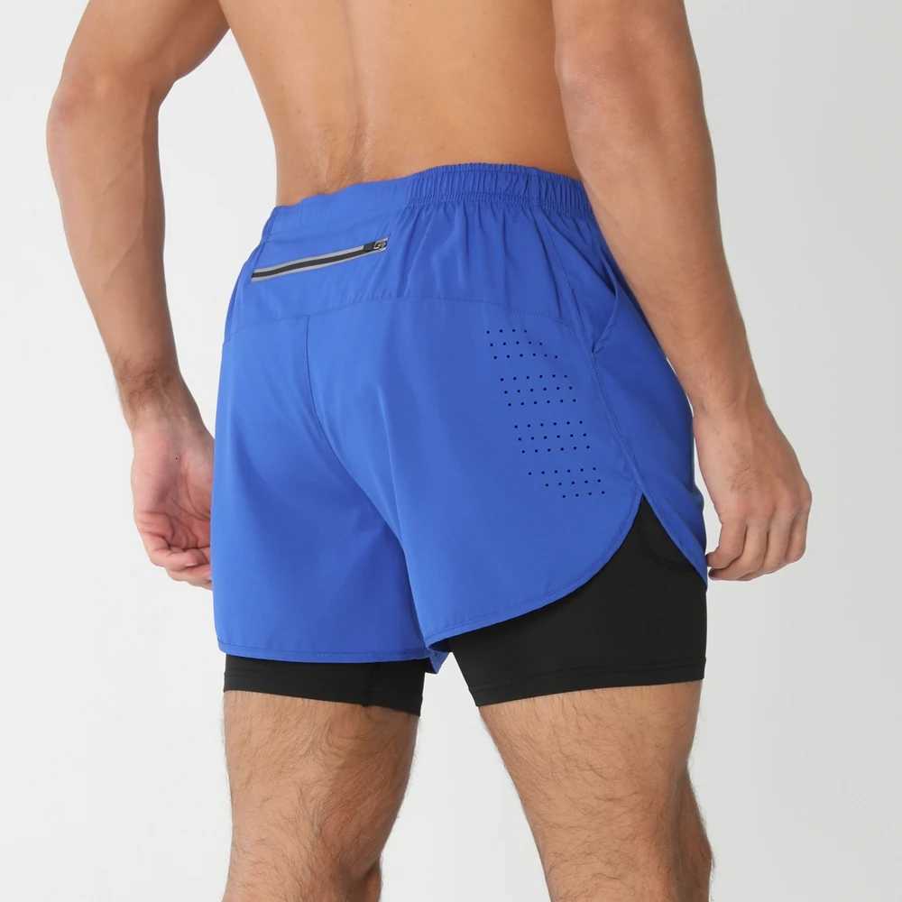 New Mens Running Double-Layer Shorts Quick-Drying Fitness 2-in-1 Shorts Mens Sports Workout Training Bodybuilding Shorts Male W250724